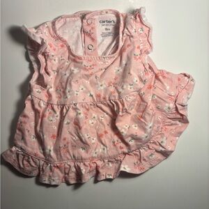 Carter's Light Pink Floral Ruffle Tank Top